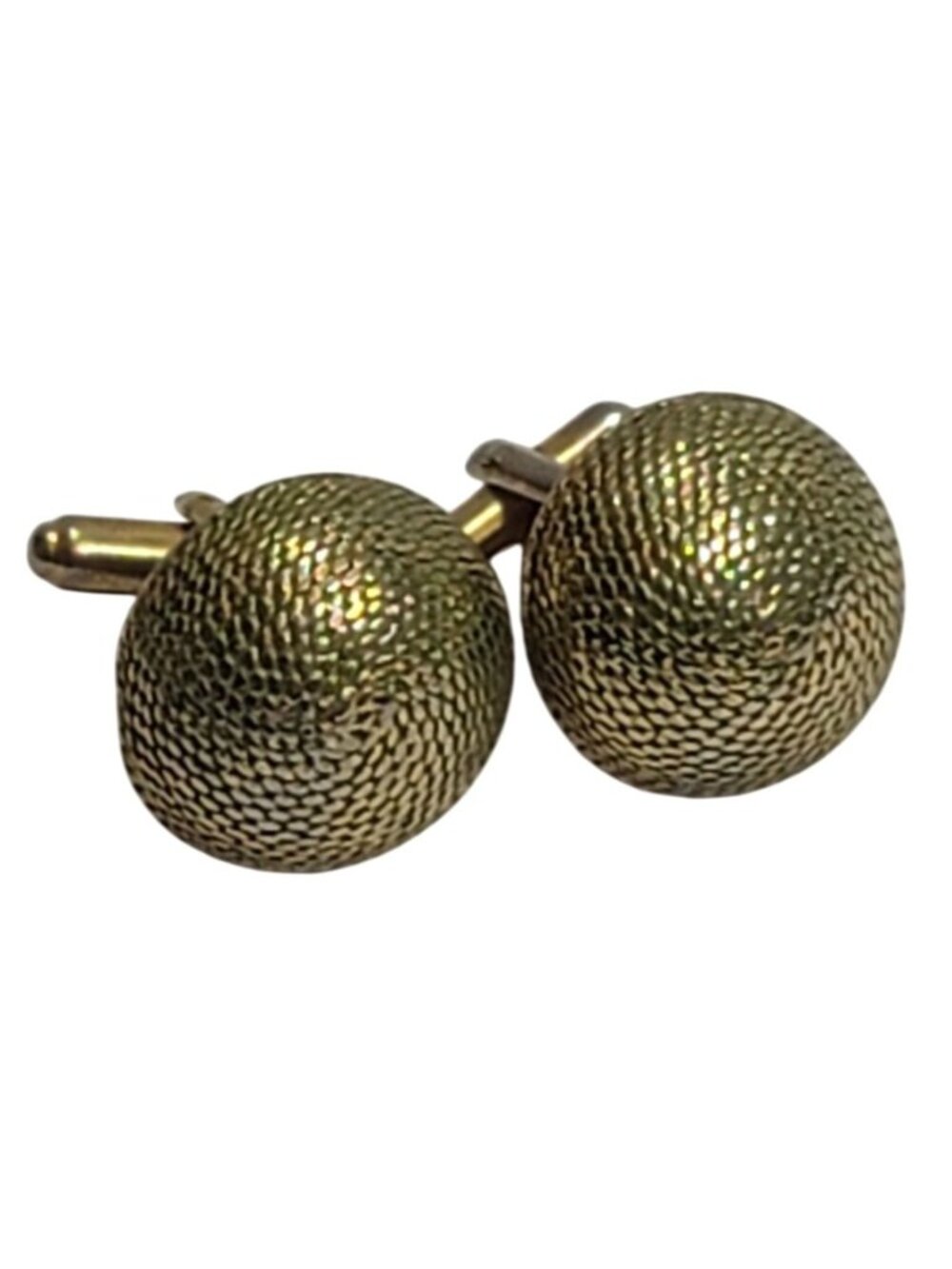 Vintage Gold Tone Textured Round Cufflinks Mid-Century MCM